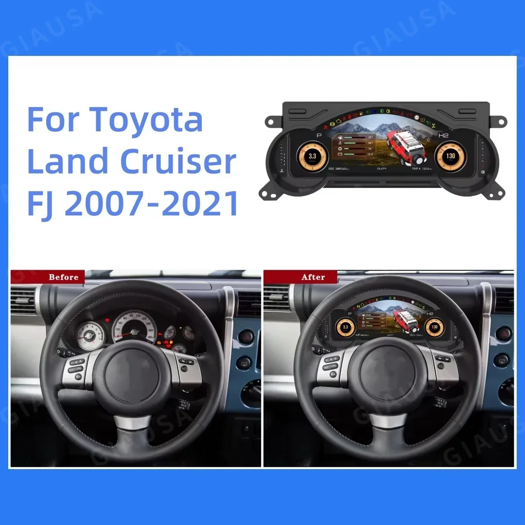 Car Digital Cluster Dashboard For TOYOTA LAND CRUISER FJ 2007-2022 Auto Instrument Meter Screen TPMS Head Unit Virtual Cockpit