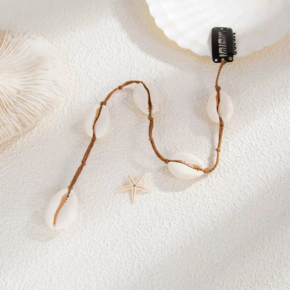 6 Styles Conch Tassel Hair Accessory Handmade Beads Braided Shell Beaded Hair Accessories Bohemian Long Shell Pendant Hair Clip