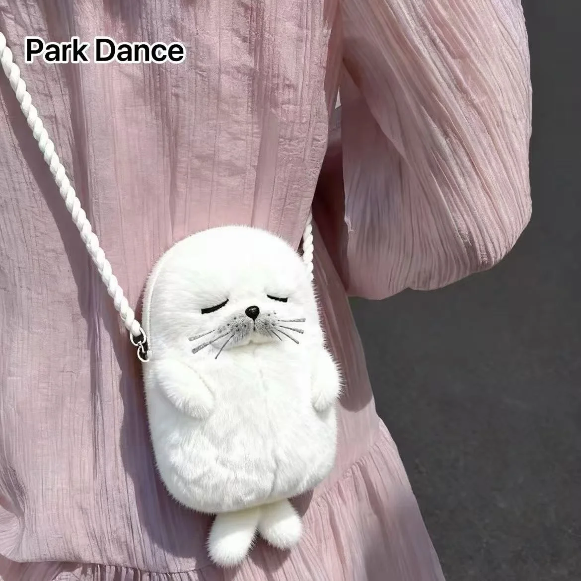 

Kawaii Seal Plush Crossbody Phone Bag Cute Cartoon Mini Shoulder Bag Adjustable Strap Trendy Animal Print Accessory