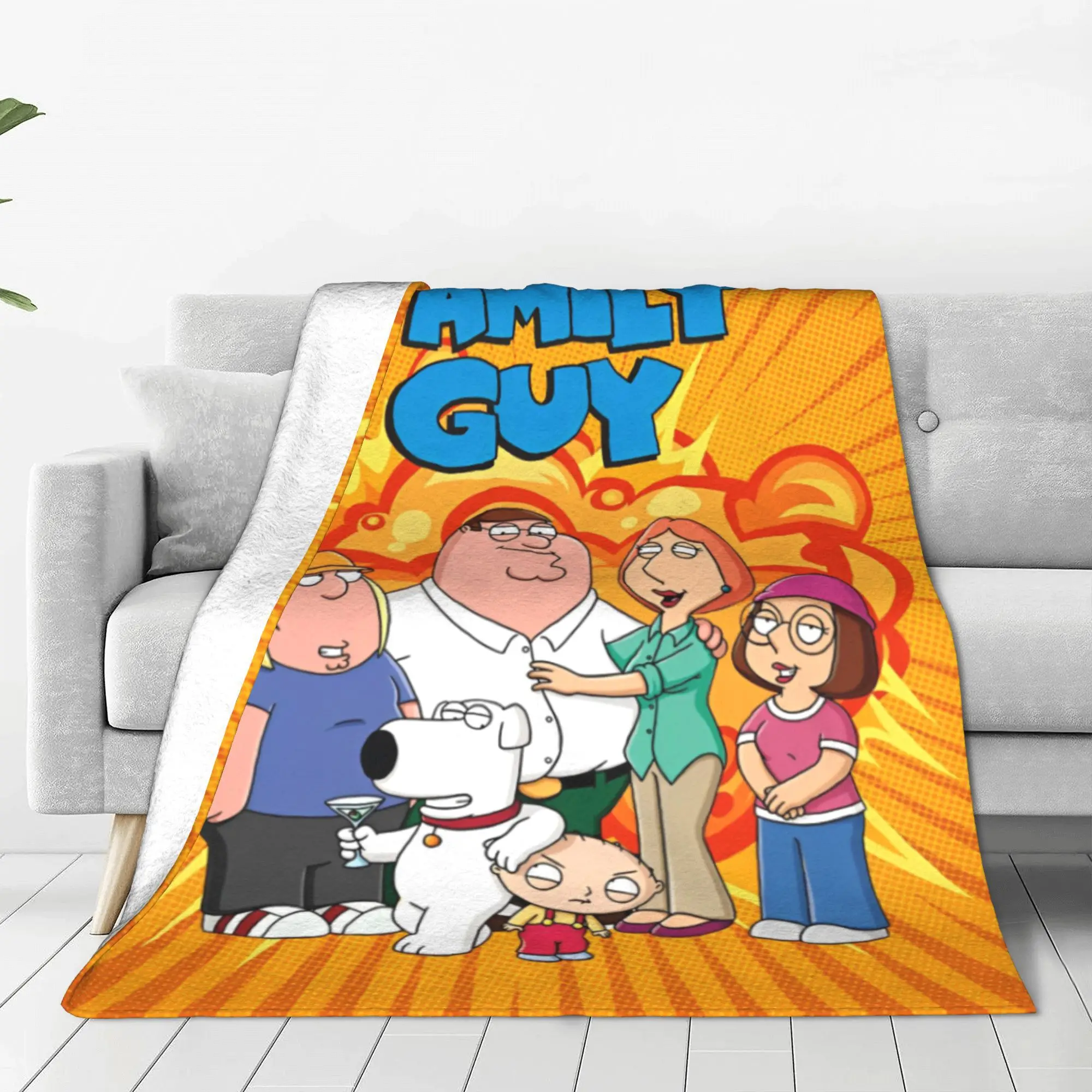 Families Guys Peter Griffin Fleece Throw Blankets Cartoon Funny TV Blanket for Home Bed Lightweight Outdoor Breathable