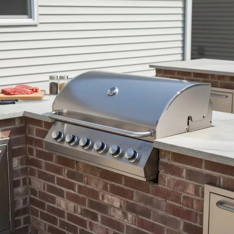 Modern Premium Built-In Gas Outdoor Grill BBQ for Home and Outdoor Kitchen for Football Fan Zone view 3