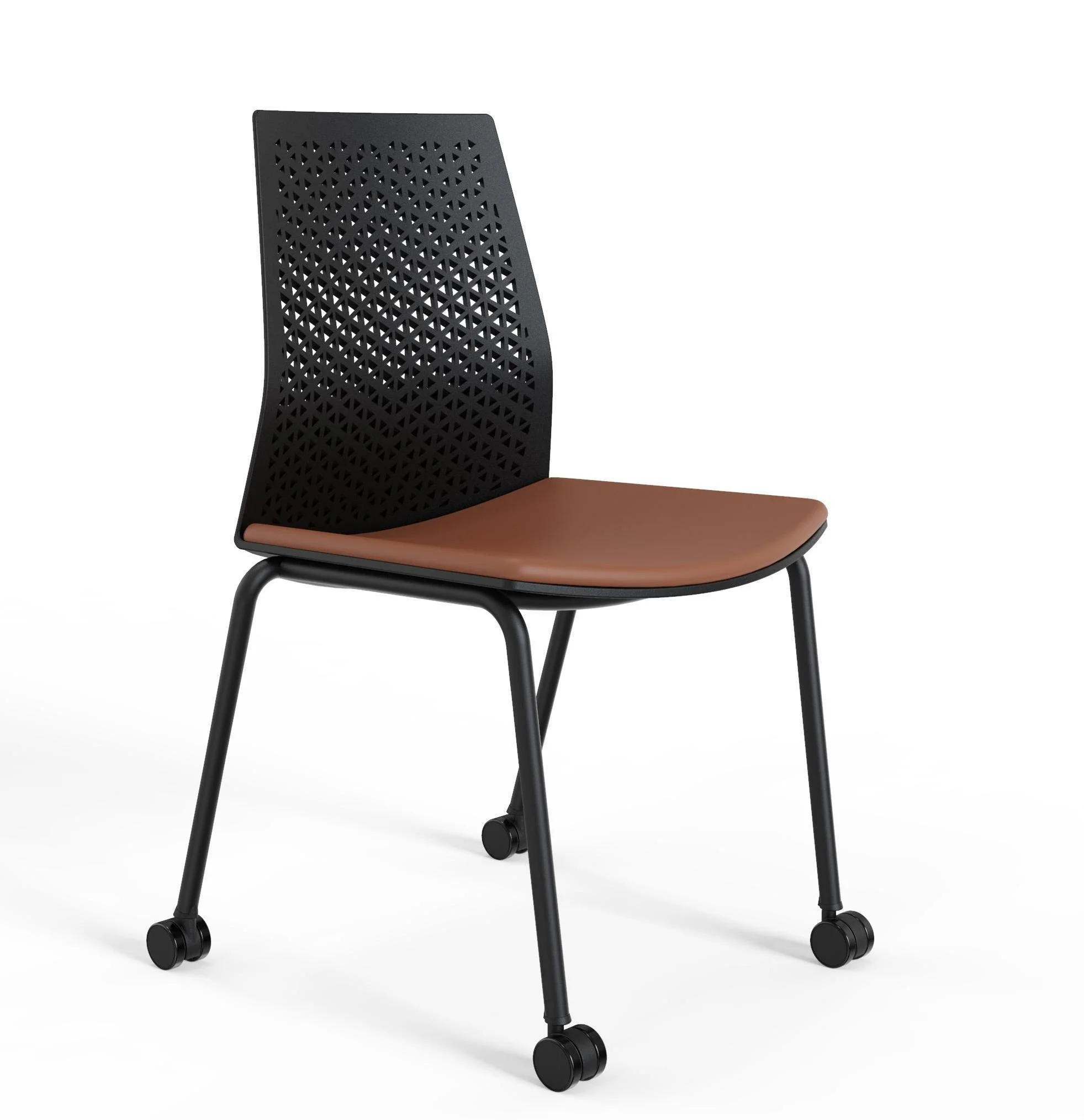 #￥Modern Style Swivel Chair Simple Backrest Four-Legged Plastic Metal Movable for Staff Training Reading-Stackable Office Chair