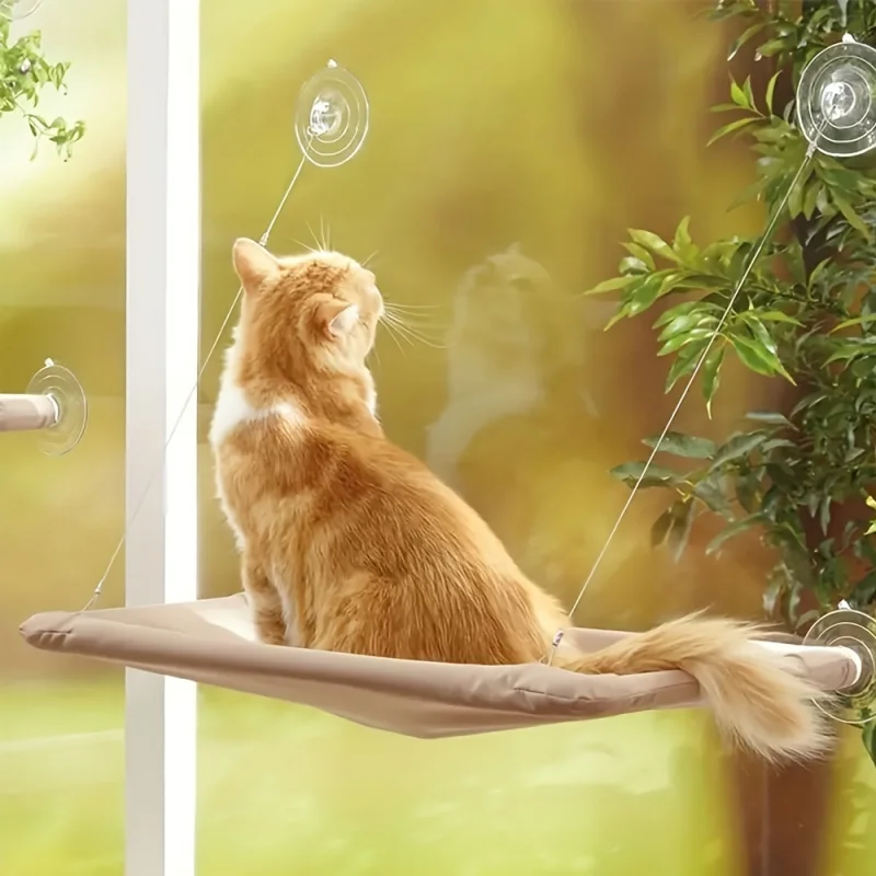 Cloud Soft Cat Window Hammock Bed - Luxurious Cozy Perch for Feline Nap time with Unobstructed View - Space-Saving