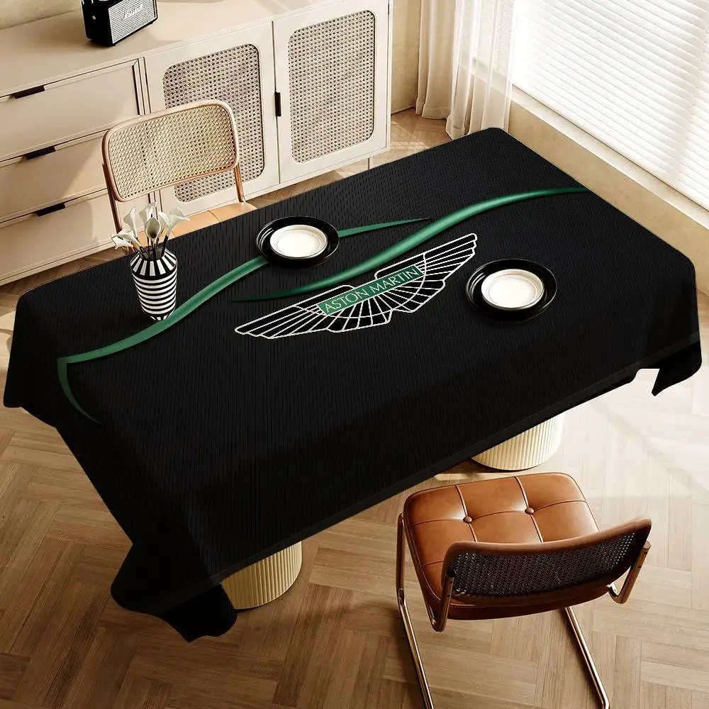 A-Aston M-Martin LOGO Waterproof Rectangle Tablecloth Fiesta Home Decor Dining Room Decor Reusable Table Cover Party Supplies