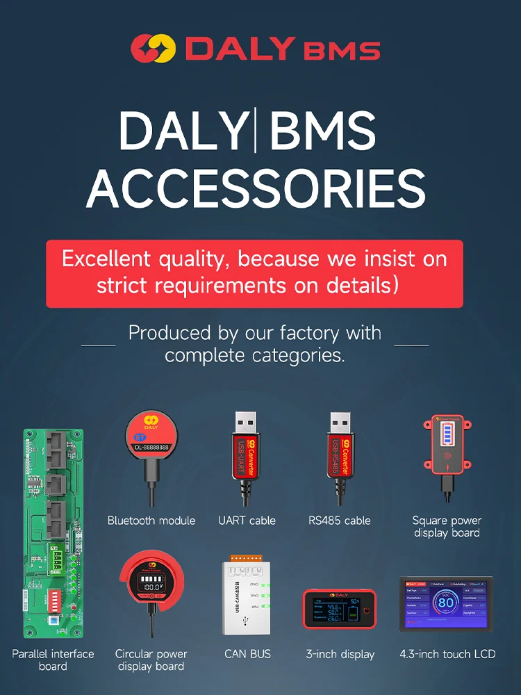 Moduł akcesoriów Daly Smart BMS WIFI Bluetooth USB do UART RS485, kable, wskaźnik poziomu napięcia baterii NTC, wskaźnik poziomu sygnału (SOC), ekran LCD. — zdjęcie produktu 7