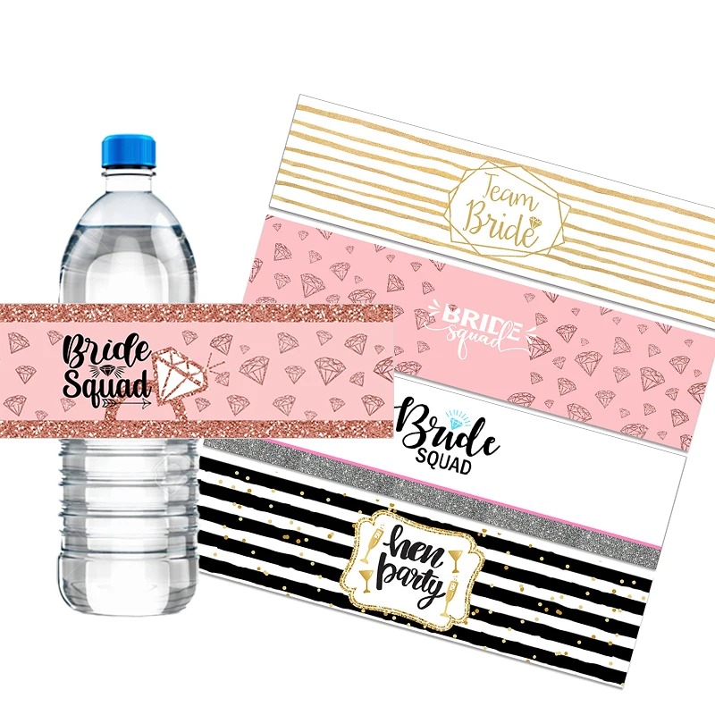 10/20pcs Henna Day Bachelorette Party Bridal Shower Decor Water Bottle Labels Bride To Be Team Bride Squad Stickers