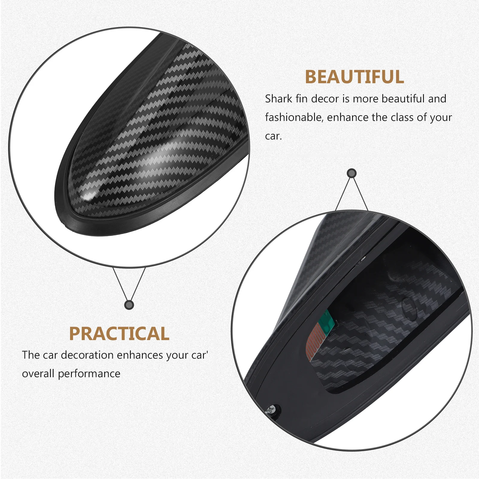 

Shark Fin Car Roof Spoiler Carbon Fiber Material Sticker Auto Exterior Decor Enhances Performance Easy to Install