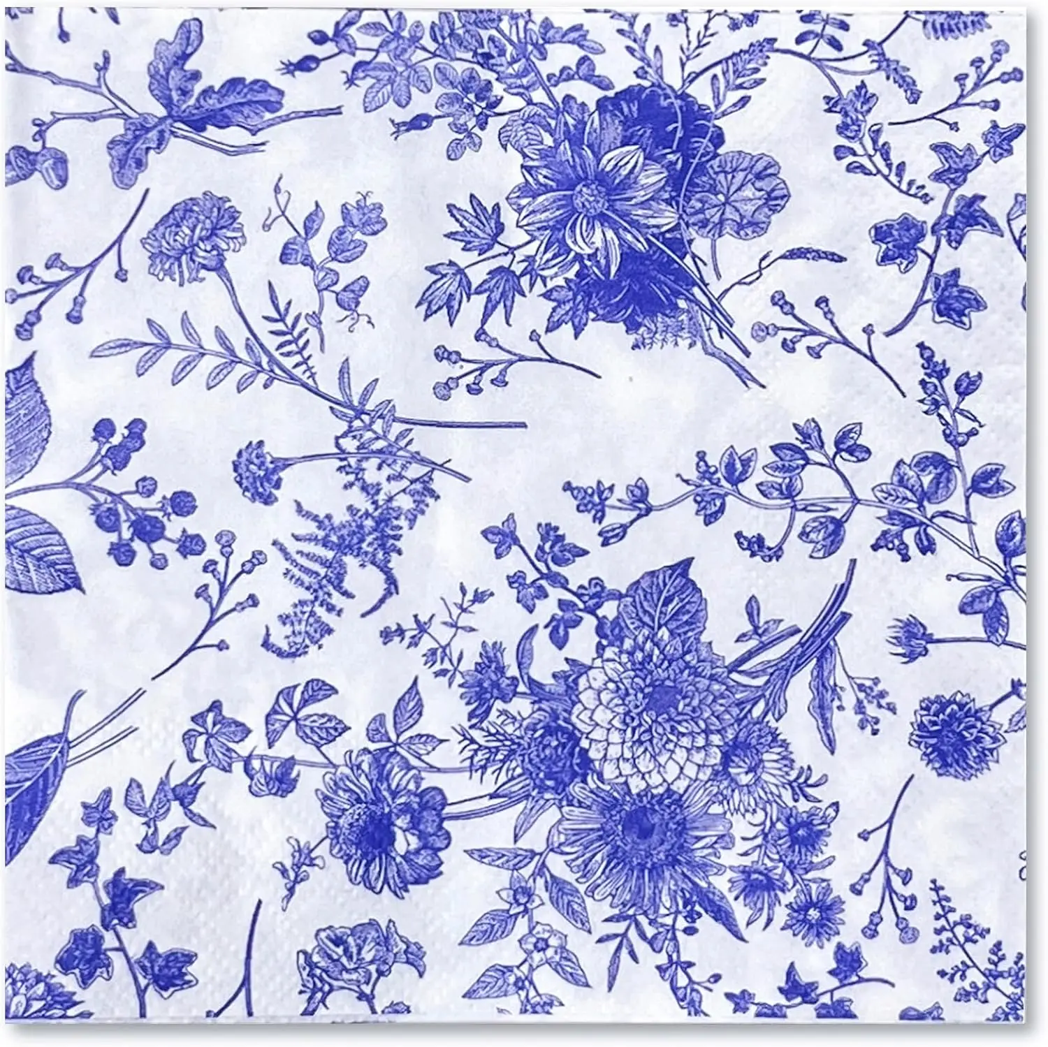 20-100 Sheets Decoupage Paper Napkins Blue Flower Printed Napkins for Birthday Wedding Baby Shower Easter Tea Party Supplies