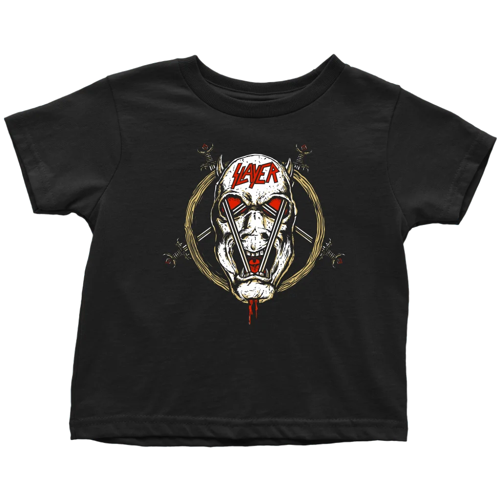 Slayer Hell Awaits Double-Sided Album Theme T-Shirt – Front Artwork & Back Tracklist Print Cotton Apparel for Thrash Metal Fans