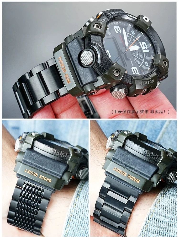 GG B100 Modified metal watch strap For Casio G-SHOCK 3rd generation Little Mud King 5594 GG-B100-1A Men stainless steel band