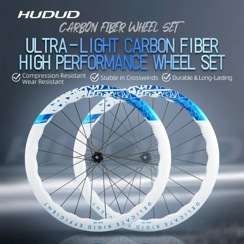 

Колесный комплект HUDUD V1 для шоссейного велосипеда, карбон, 700C, со сквозной осью, карбоновые обода 50/58 мм, дисковые тормоза, волнистый обод