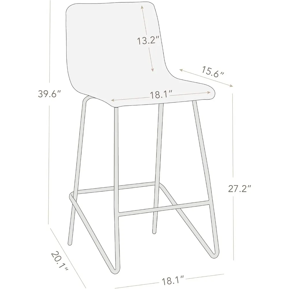 Sgabelli da bar Watson & Whitely, sgabello da bar imbottito in tessuto con schienale, bianco (multicolore)