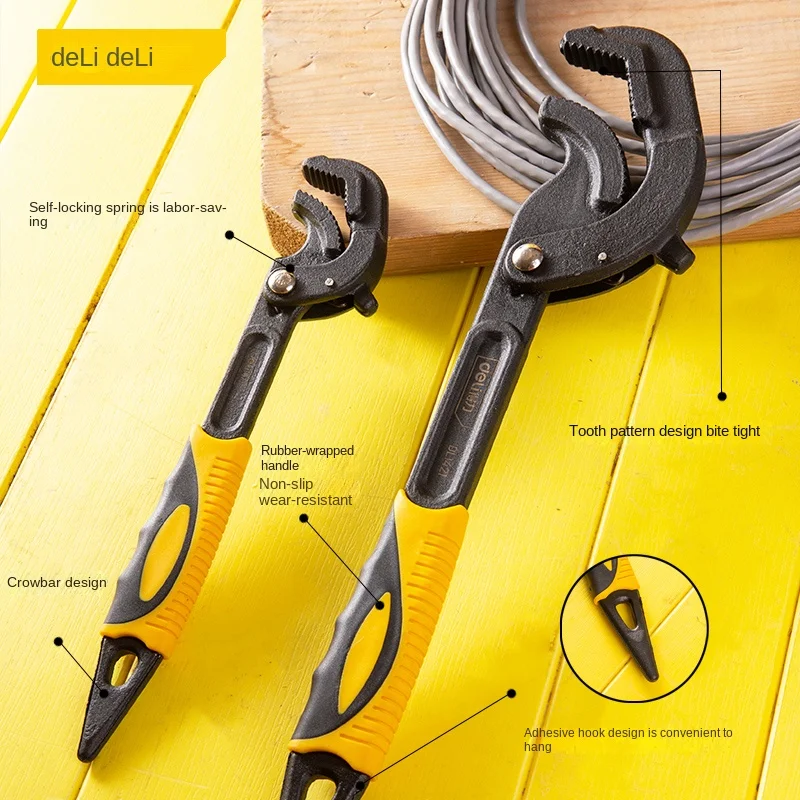 Imagem -03 - Deli 14303060 mm Chave de Tubulação Universal Chave Chave de Extremidade Aberta Conjunto de Alta-carbono Aço Snap n Aperto Ferramenta Encanador Multi Mão Ferramenta