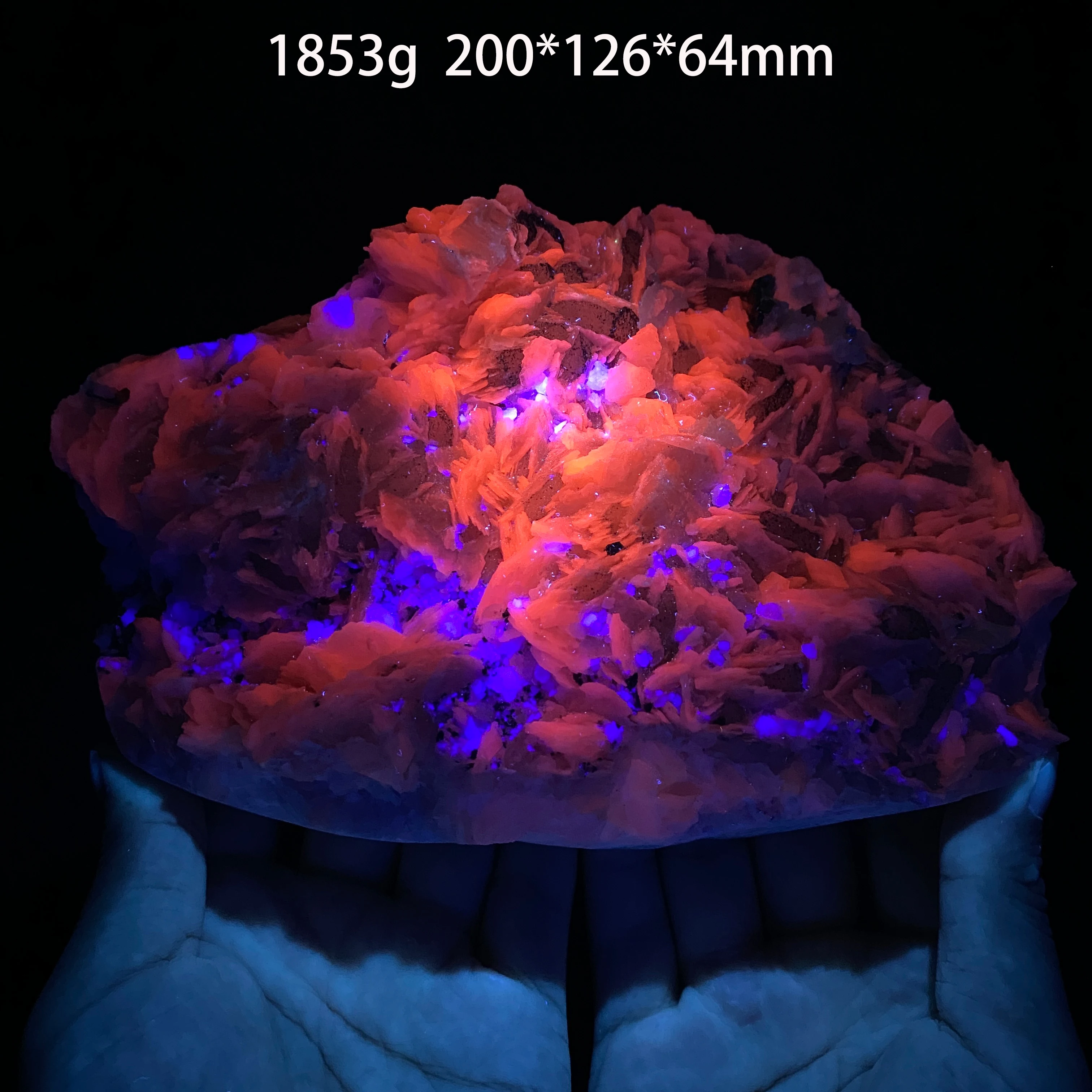 1.8KG Natural Calcite With Fluorite & Pyrite Mineral Specimen, Fluorescent Effect Reiki Healing Teaching Home Decor Ornament