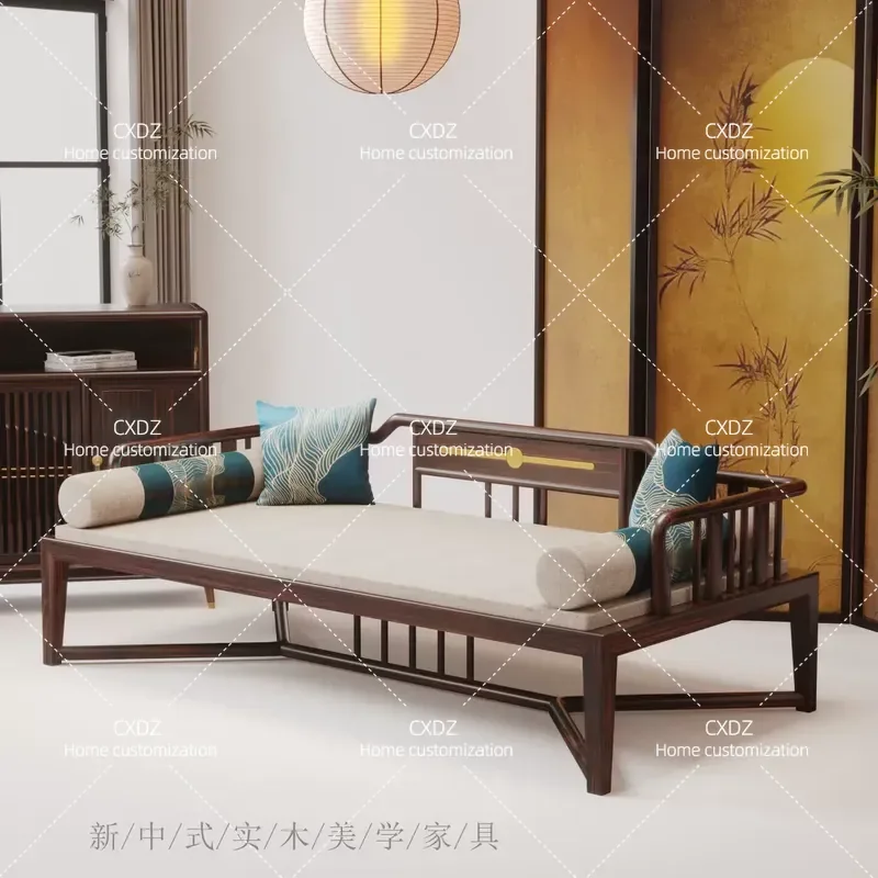 All Solid Wood Arhat Bed New Chinese Tenon Mortise Structure Small Apartment Sofa Household Tea Room Reception Zen Couch