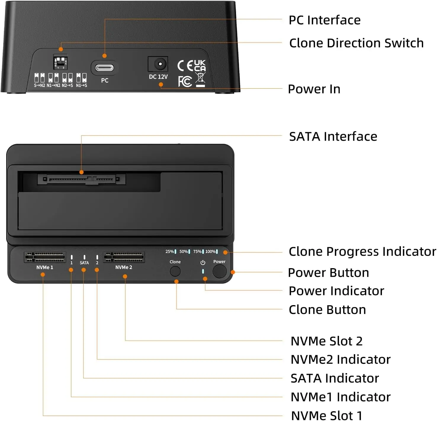 MAIWO 3 Bay M.2 NVME SSD Docking Station & 2.5 3.5 Inch SATA HDD Enclosure Offline Clone 10Gbps Support 30TB/8TB Adapter for PC view 6