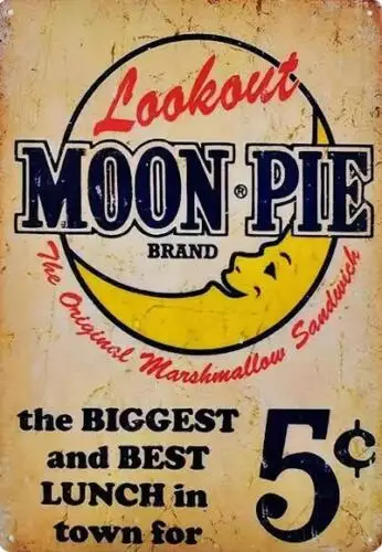 MOON PIE METAL TIN SIGN WALL DECOR ORIGINAL MARSHMALLOW SANDWICH - MOON ART FOOD sign