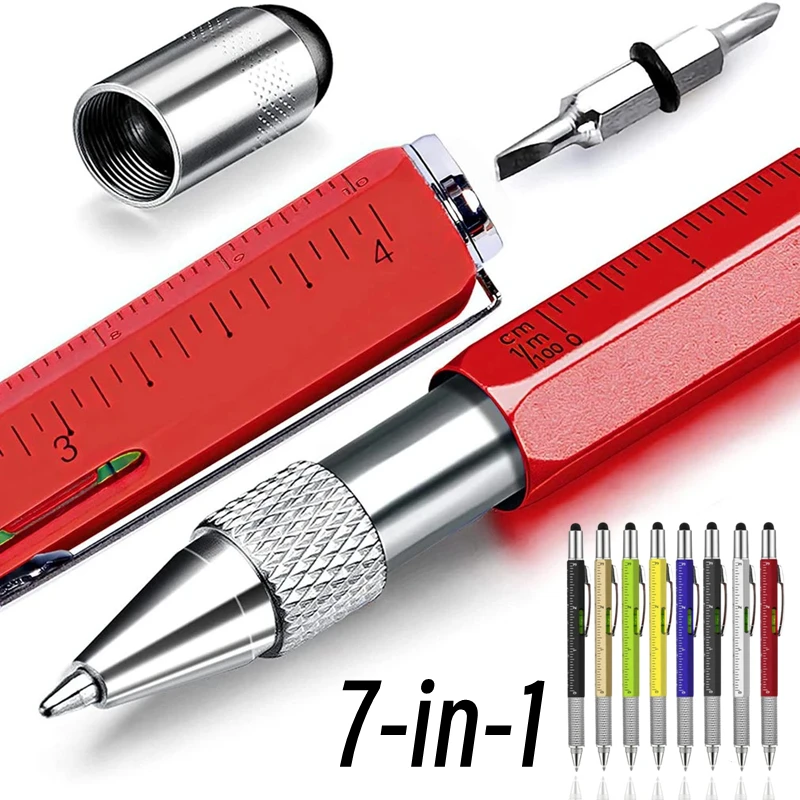 Multi-functional Capacitive Pen with Screwdriver Spirit Level Ballpoint Pen Mobile Phone Screen Touch Gadgets Construction Tools