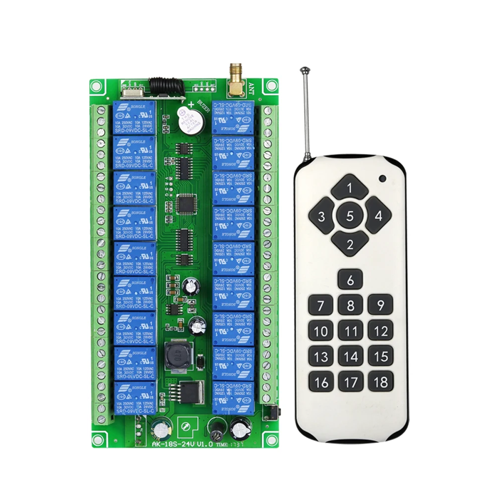 18 Channels Universal 433MHz DC12 24V Long Range Multi-function Security alarm/alart RF Wireless Remote Controller and Receiver