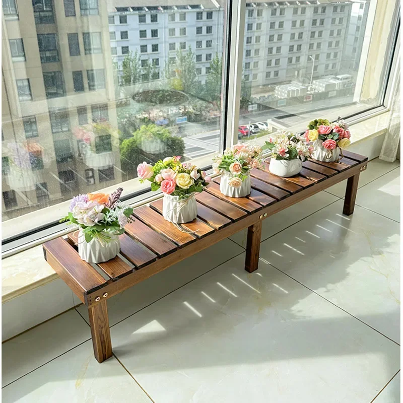 Floor-Standing Plant Stand Balcony Windowsill Storage Rack Solid Wood Expanded Flower Shelf Versatile Scene Decorative Rack