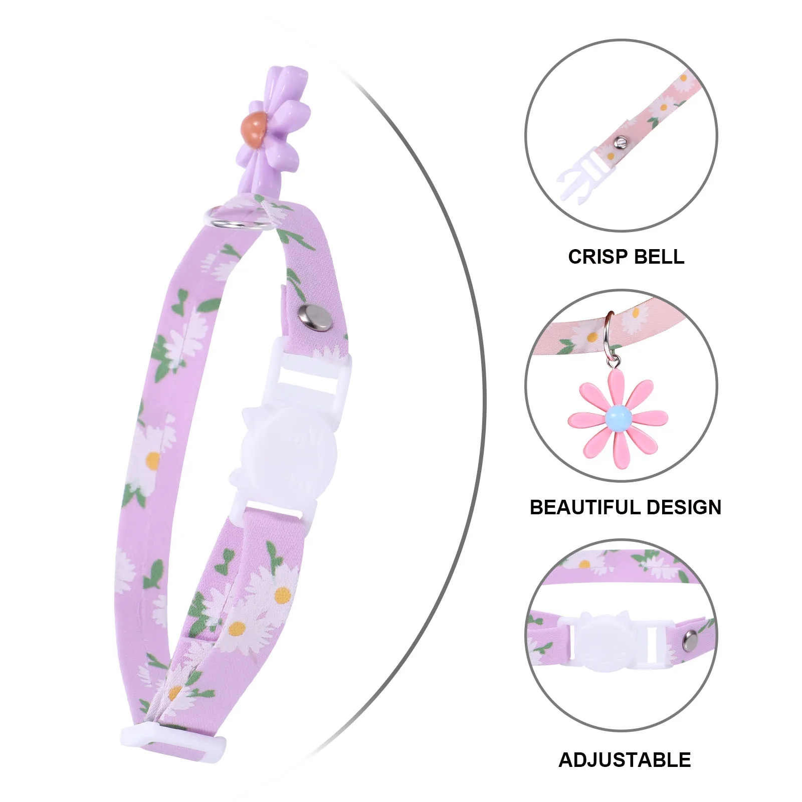 

4pcs Daisy Flower Pet Cat Collar Adjustable Cotton Neckwear for Birthdays Christmas Weddings Photos Kitten Chic Design