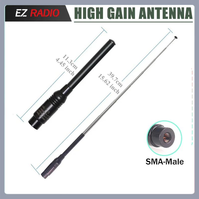 NA-773 Telescopic Antenna  UHF/VHF Dual Band SMA-F SMA-Male BNC High Gain Aerial Quansheng UV-K6 UV18 Pro Max Radio Accessories