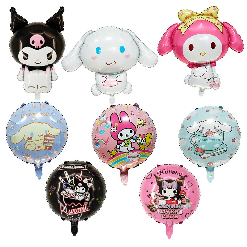 10Pcs New Sanrio Hello Kitty Kuromi Cartoon Aluminum Film Balloons Decoration of Children's Birthday Party Scene Square Balloon