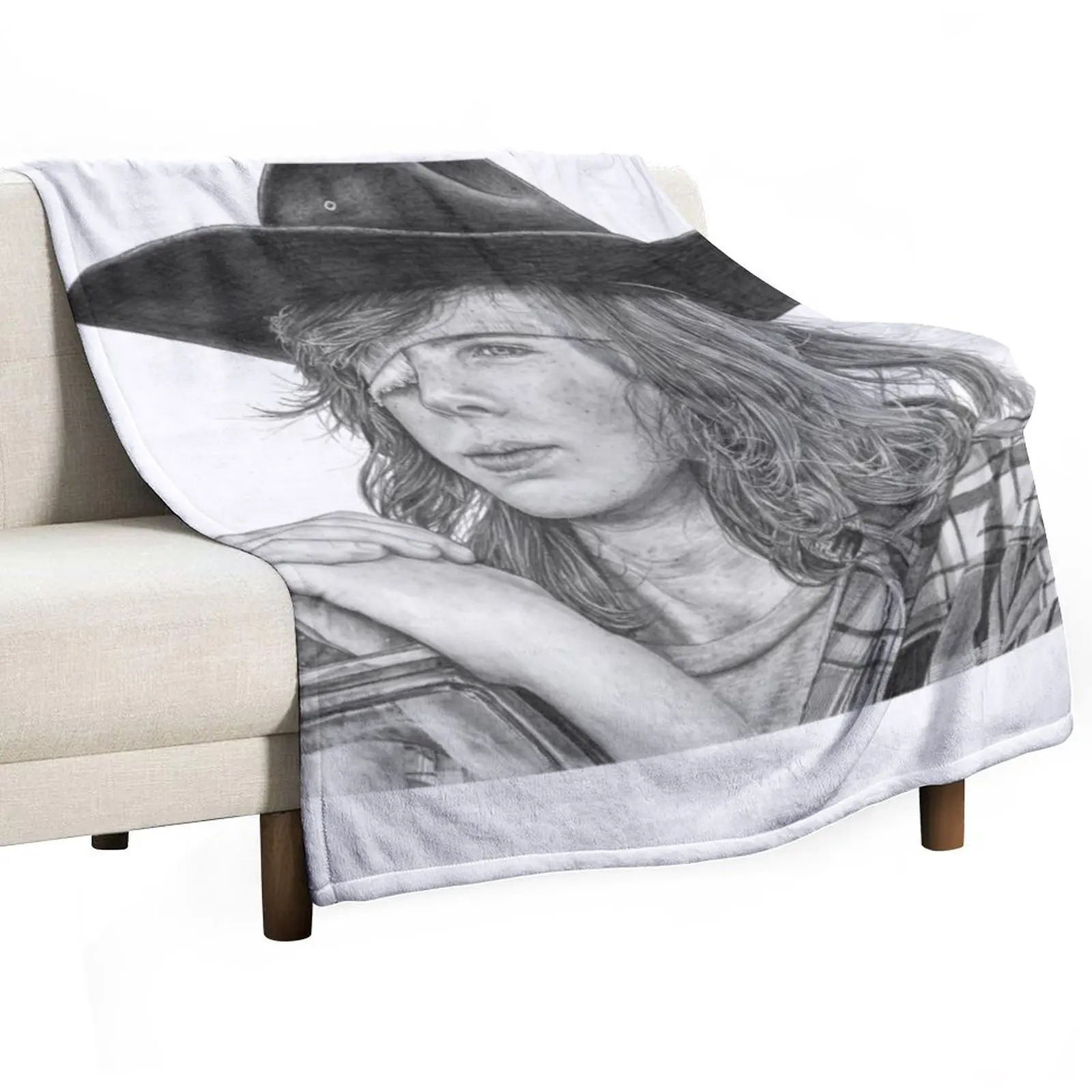 Carl Grimes graphite portrait Throw Blanket For Decorative Sofa halloween Plaid Single Blankets