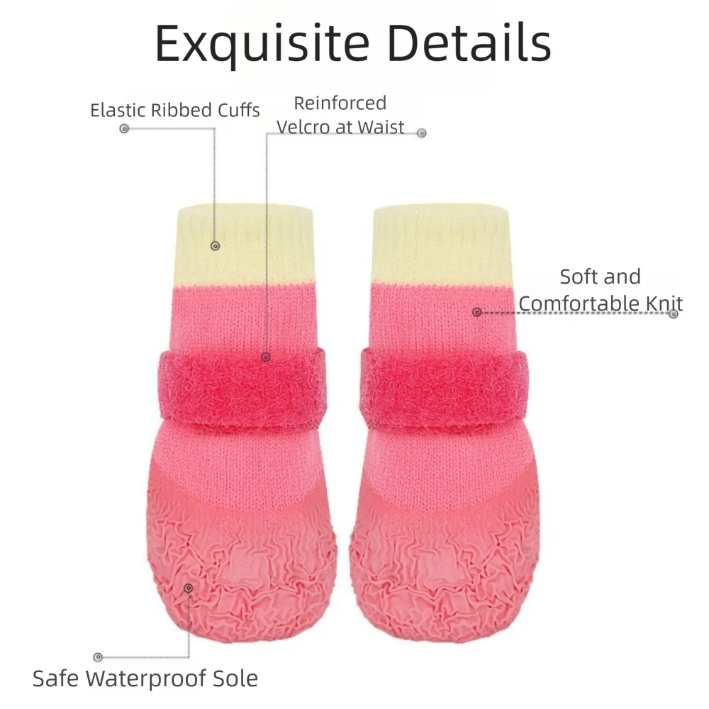 4 Stück/Set Niedliche Rutschfeste Hundeschuhe Wasserdichte Schmutzabweisende Haustierstiefel Atmungsaktive Verstellbare Welpen-Netzschuhe Haustierzubehör – Detail 5