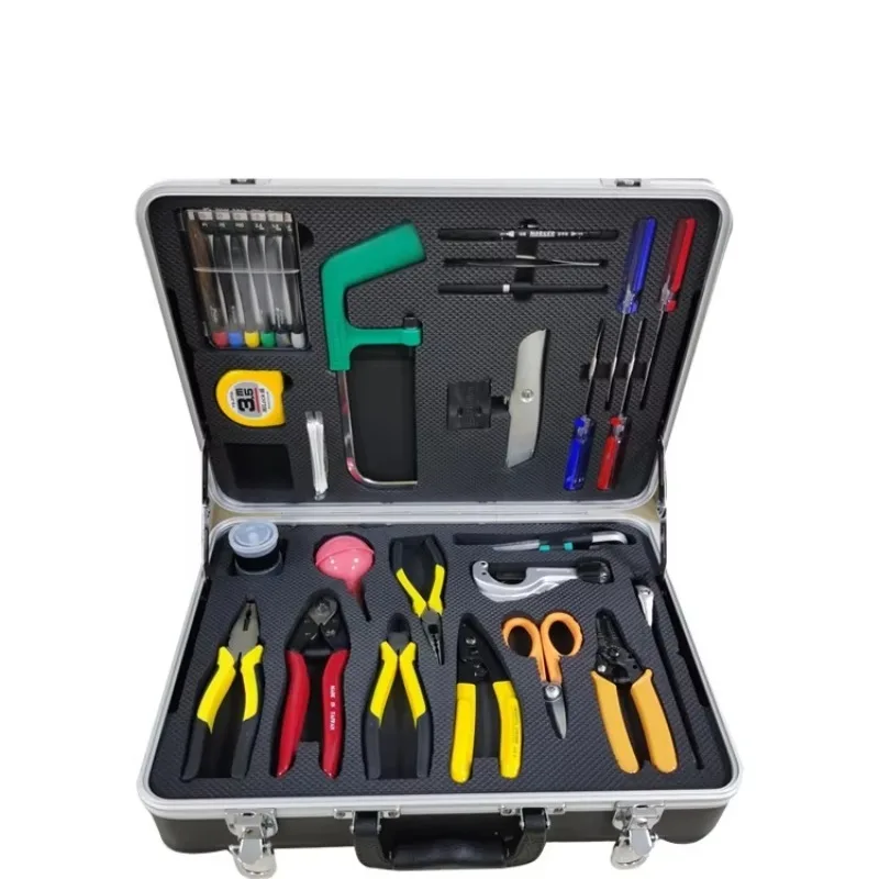 Sopto Wholesale FTTH Fiber Optical Installation Tool Kits 13 Pcs Portable Suitcase Tool Boxes Sets