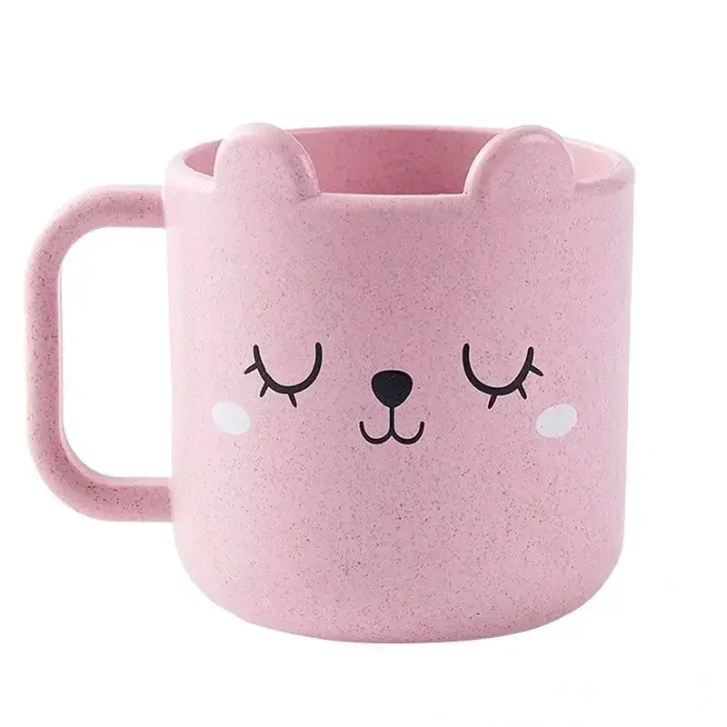 Kids Children Infant Baby Milk Cup with Handle Breakfast Mug Drink Home Cup Cartoon Training Cup Wheat Straw PP