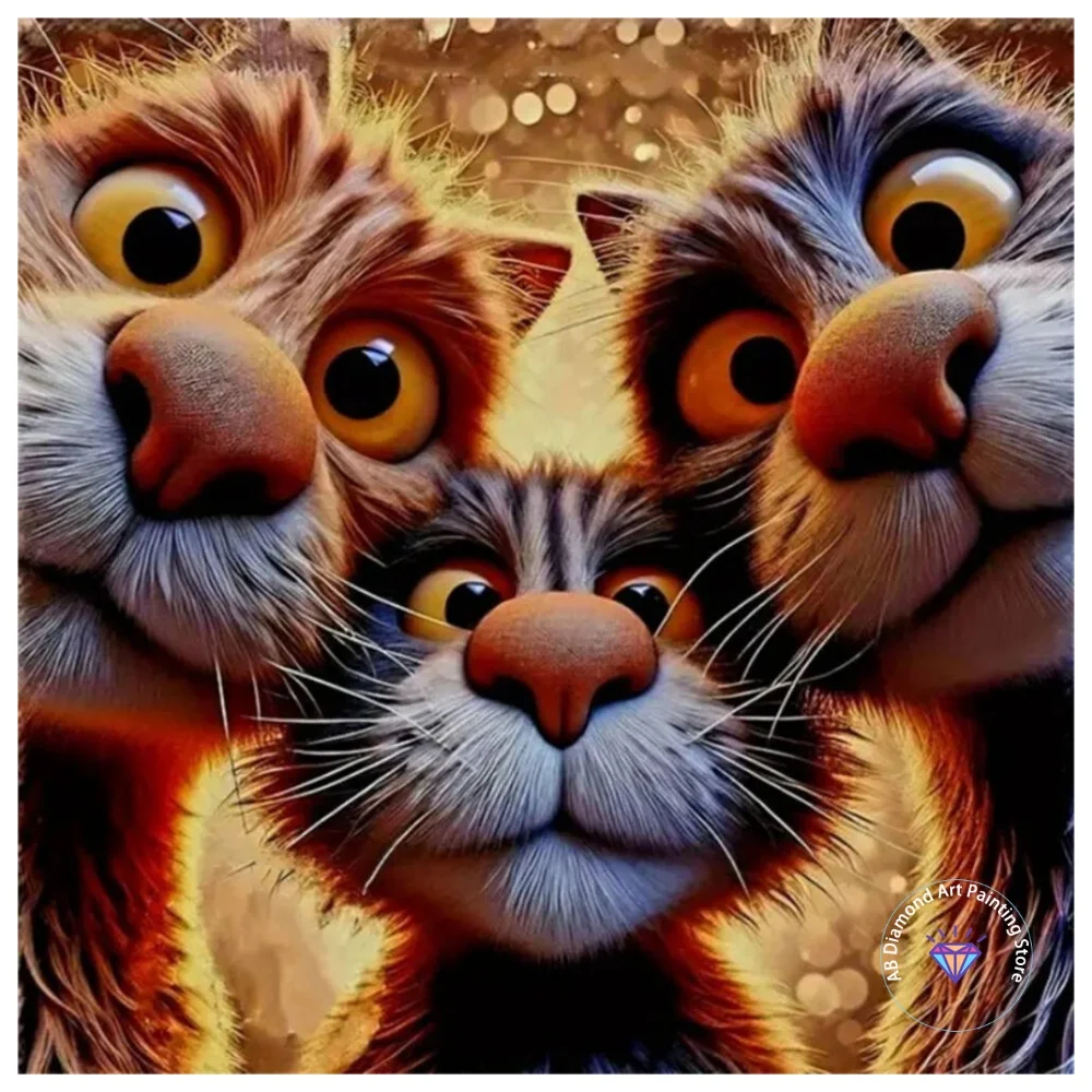 

Cat Animal Cartoon AB Diamond Painting Kit Square Round Diamond 5D DIY Mosaic Handmade Art New Year Exquisite Gift Home Decor