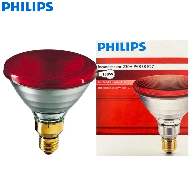 Philips Infrared Lamp PAR38 150W E27 Human Use Red Heat Incandescent Light IR Comfort 230V Bulb For Healthcare & Relax