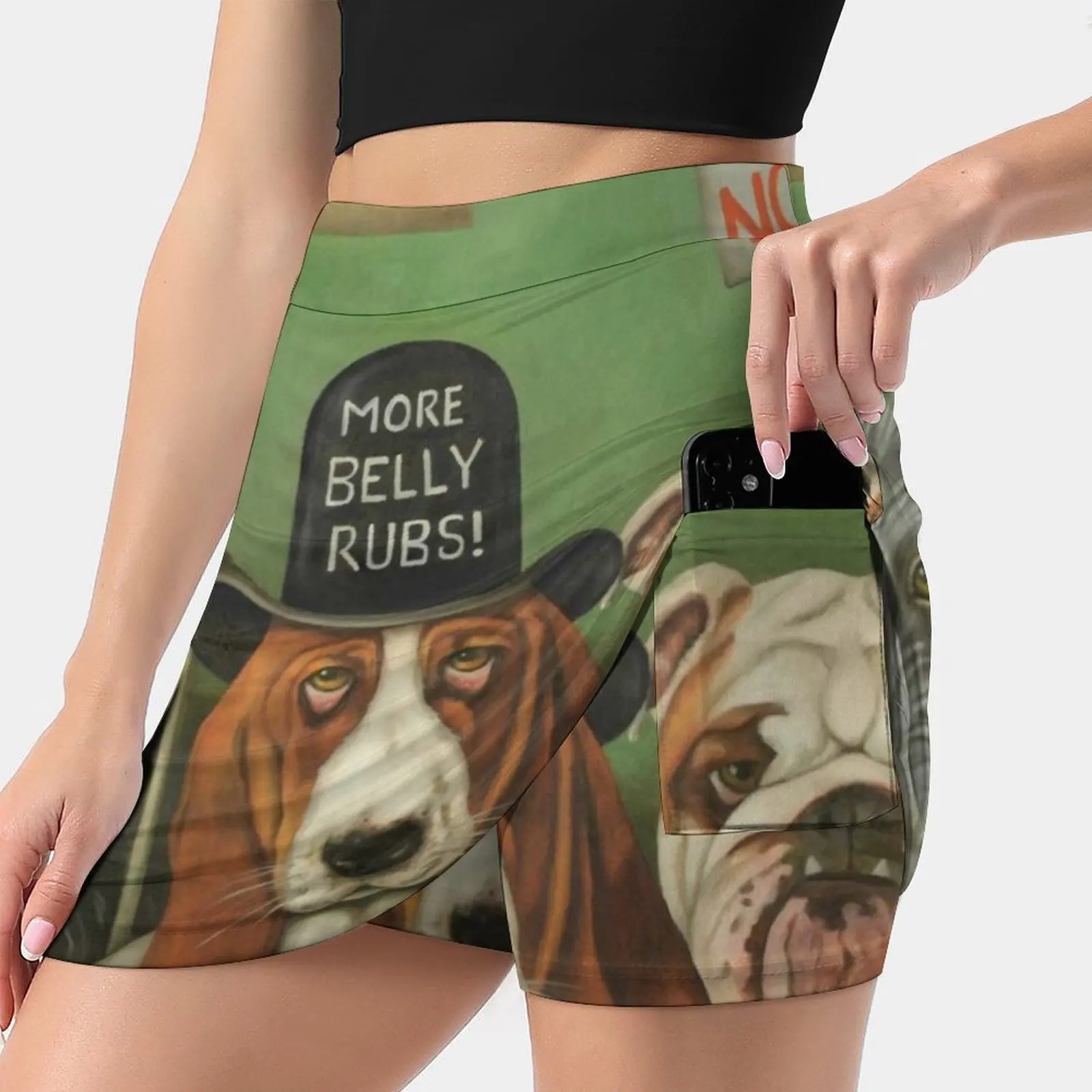 Dogs On Strike Women's skirt Y2K Summer Clothes 2022 Kpop Style Trouser Skirt With Pocket Dog Dogs Bulldog English Bulldog