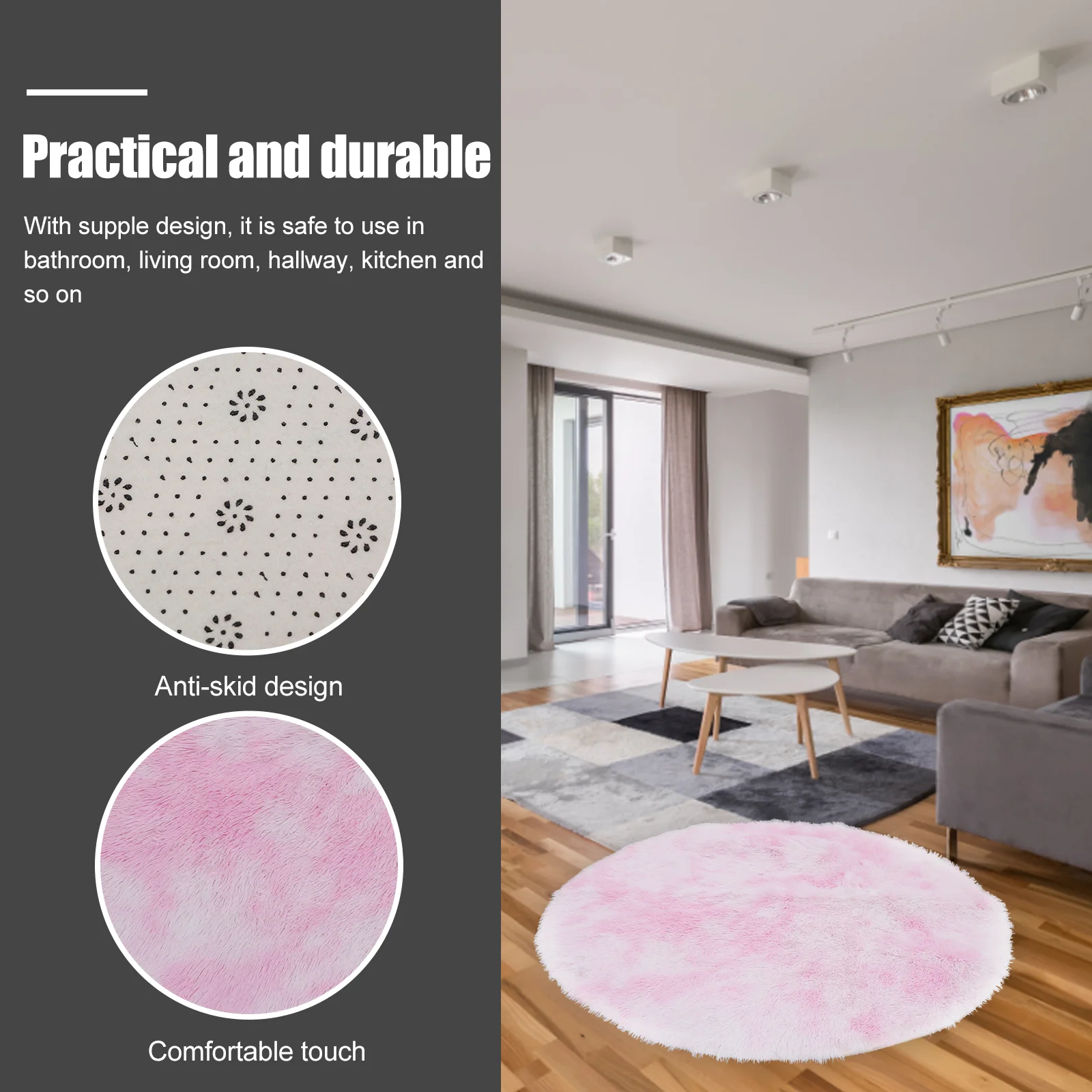 

1pc Tie Dye Round Decorative Floor Floor Mat Soft Decorative Rug For Bathroom Bedroom Living Room Non-Slip Area Mat