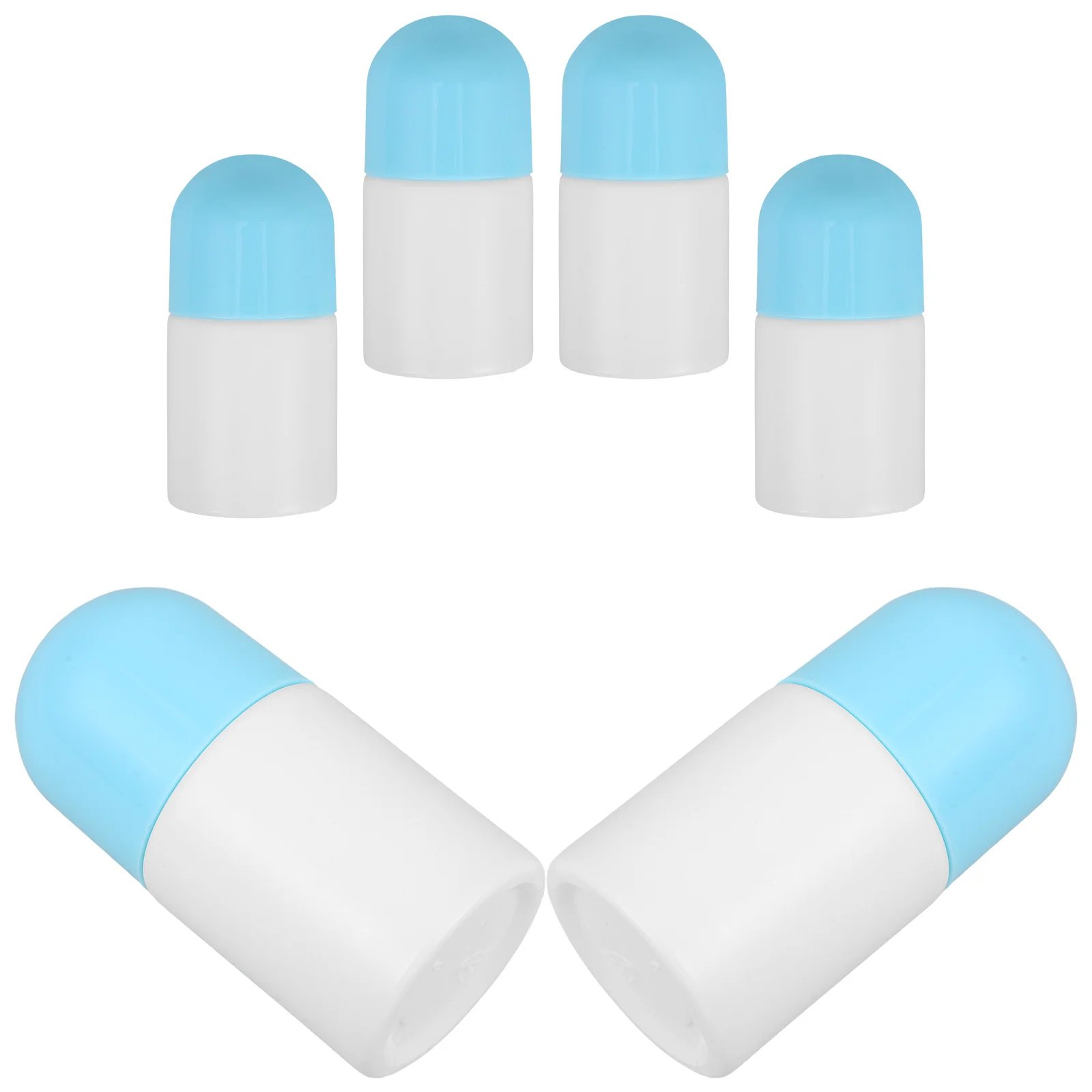 

6pcs 30ml Blue Cap Liniment Bottles Sponge Applicator External Liquid Small Reusable Plastic Bottle Refillable Container