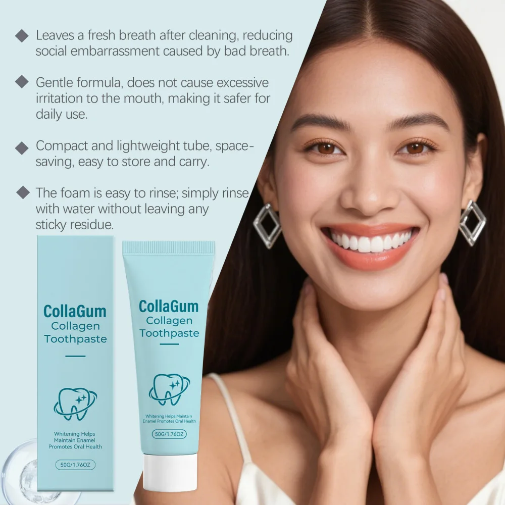 Collagen Teeth Polish Toothpaste Cleaning Oral Care Enamel Shield Fresh Breath Daily Dental Hygiene Grooming Supply