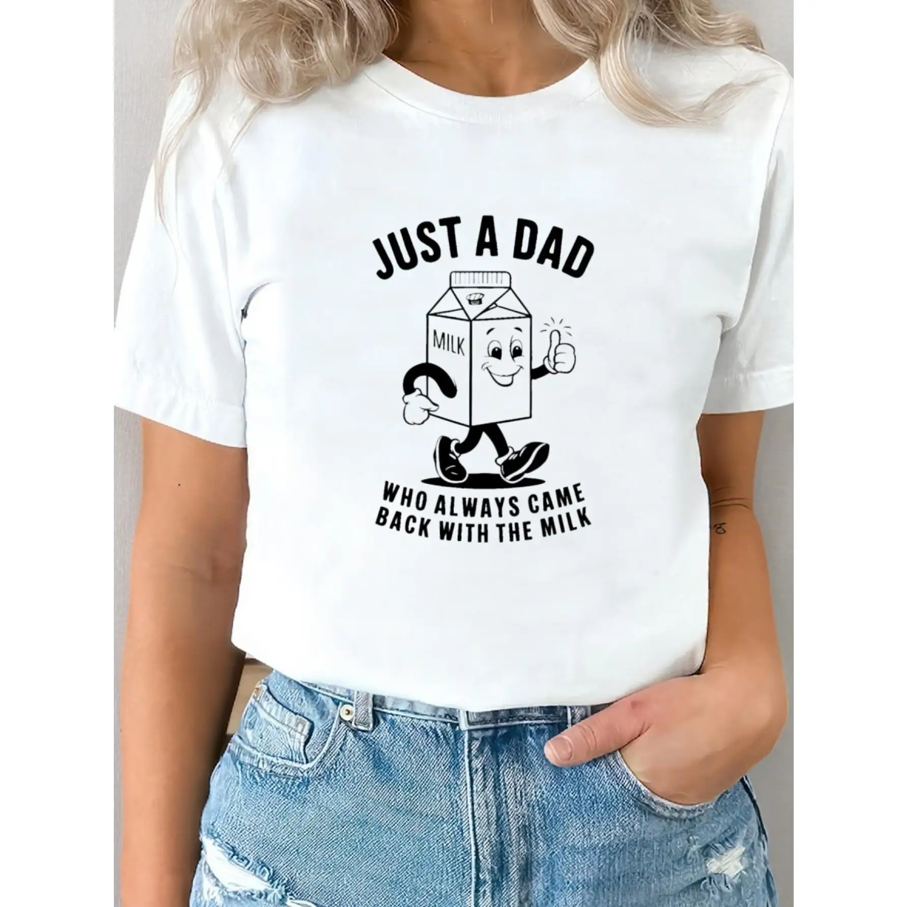 

Funny Dad T-Shirt Always Came Back With The Milk Print Tee Men's Father's Day Gift Present Novelty Cartoon Milk Box Top