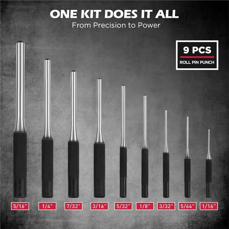 AB34-25-Piece Punch And Chisel Set With Roll Pin Punches, Includes Taper, Pin, Center Punches & Cold Chisels For Metalworking
