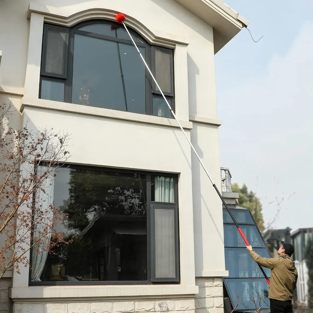 مجموعة غبار تصغير للسقوف العالية: عمود قابل للتمديد من 6 إلى 24 قدم مع منفضة من الألياف الدقيقة