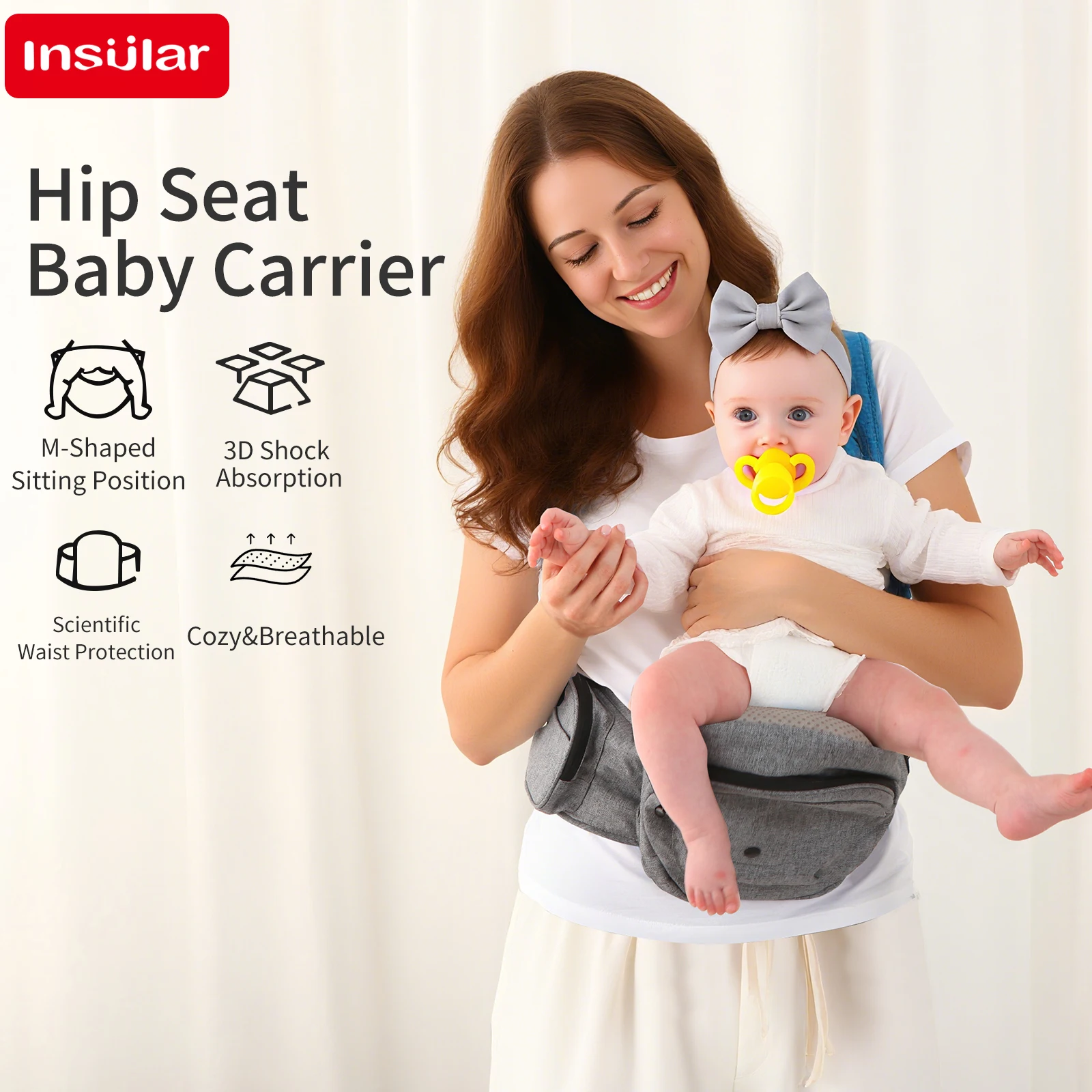 

Fashion Baby Waist For 0-2Y Stool Front Hold Type Kids Carrier Widened Single Stool Infant Belt Hugging Support Multi-functional