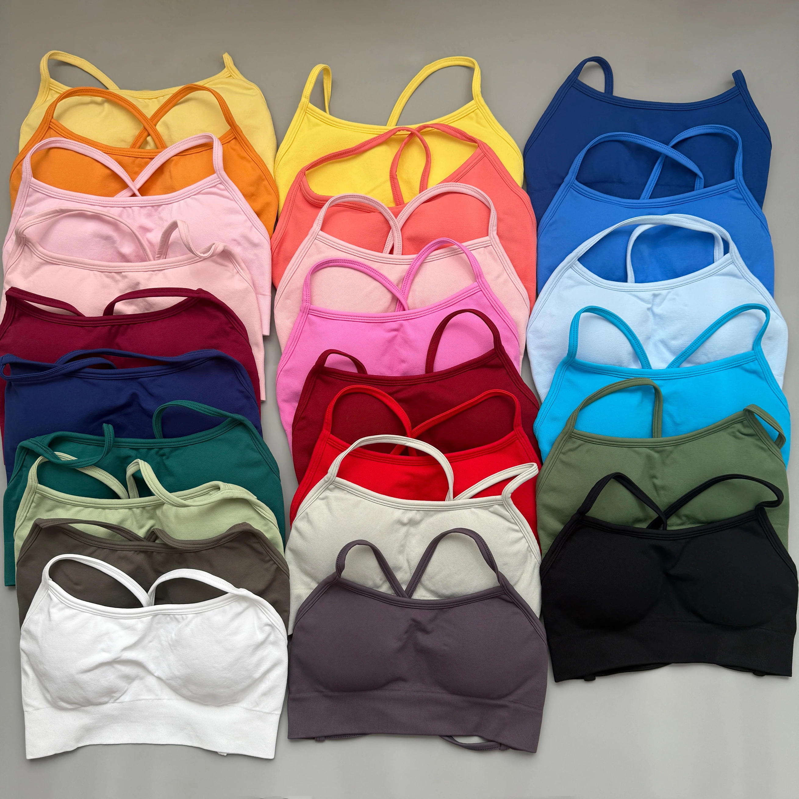 Impact Bra Top Esportivo Feminino com Alças, Design de Costas com 4 Alças Fixas, Alto Suporte, Sem Costura, Sem Costas, Bojo Removível, Fúcsia Brilhante