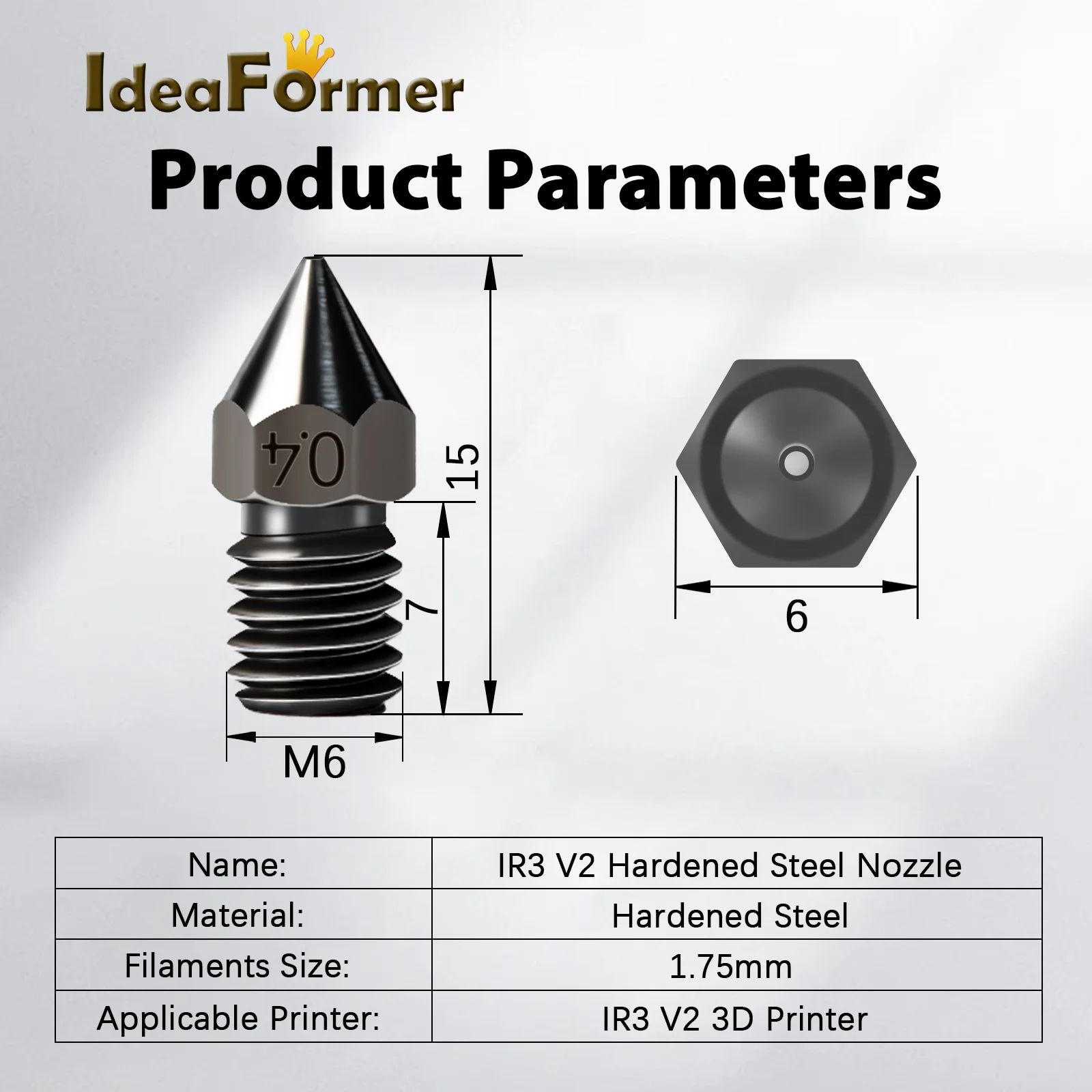 Bico de aço endurecido, 5 peças para impressora de cinto ideaformer ir3 v2 0.4/0.6/0.8mm para ideaformer ir3 v2/v1 cinto peças de impressora 3d