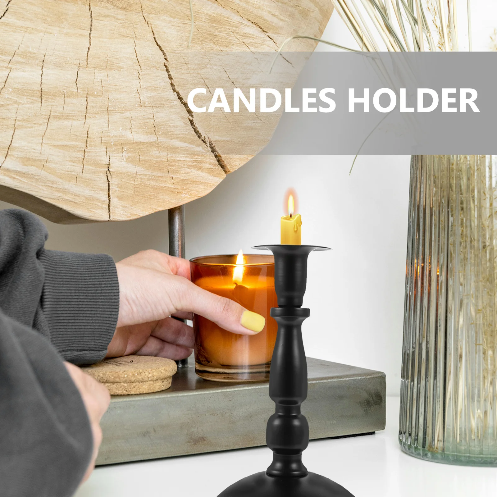 

Outdoor Holders Dad Vintage Decor Modern Wrought Iron Candleholders for Taper Candles