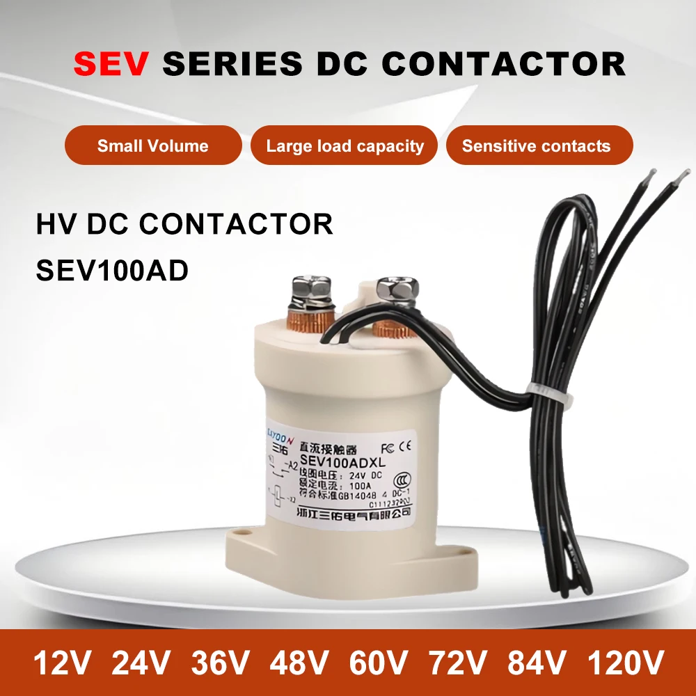 SEV100AD 12V 24V 36V 48V 72V High Voltage Charging Station DC Contactor DC Power Electric Relay Switch for EV Charger