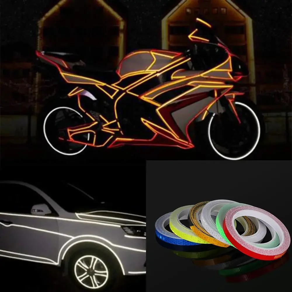 Hot Sale 6 Colors Motorcycle Rim Tape Reflective Wheel Stickers Warning Effect Decals Vinyl Waterproof Bright Car Stickers image 2