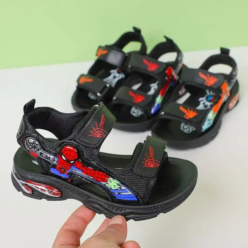 

Летние сандалии Disney для маленьких мальчиков с рисунком Человека-паука, обувь для первых ходунков, детская спортивная мягкая пляжная обувь для девочек, размеры 20-36