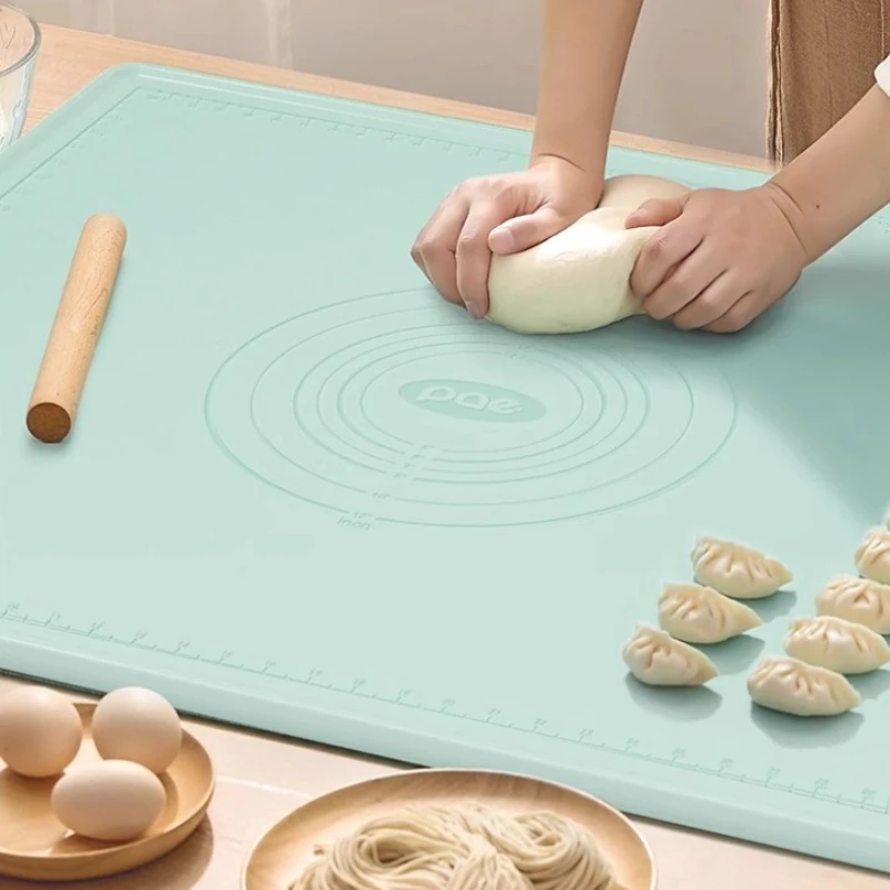 

Food Grade Silicone Mat for Dough Rolling - 6mmThick Non-Slip Kneading Pad with Rolling Pin Set, Odorless Baking Mat for Kitchen