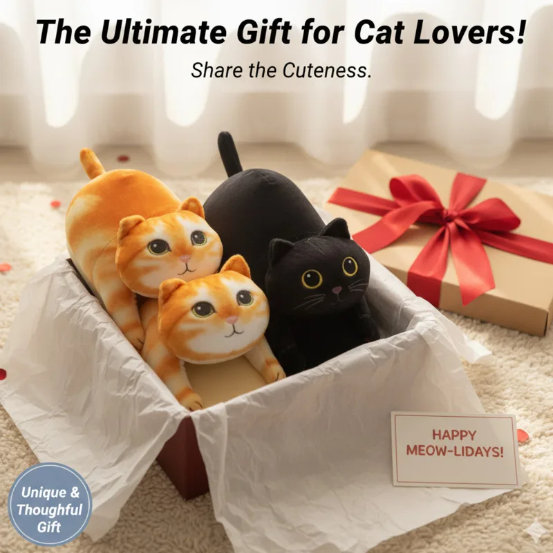 

Y2K EVA Cat Slippers Women Cute Plush Anti-Slip Cotton Shoes Realistic Cat Cotton Shoes Luxury Gift Box Girls Home Slippers New