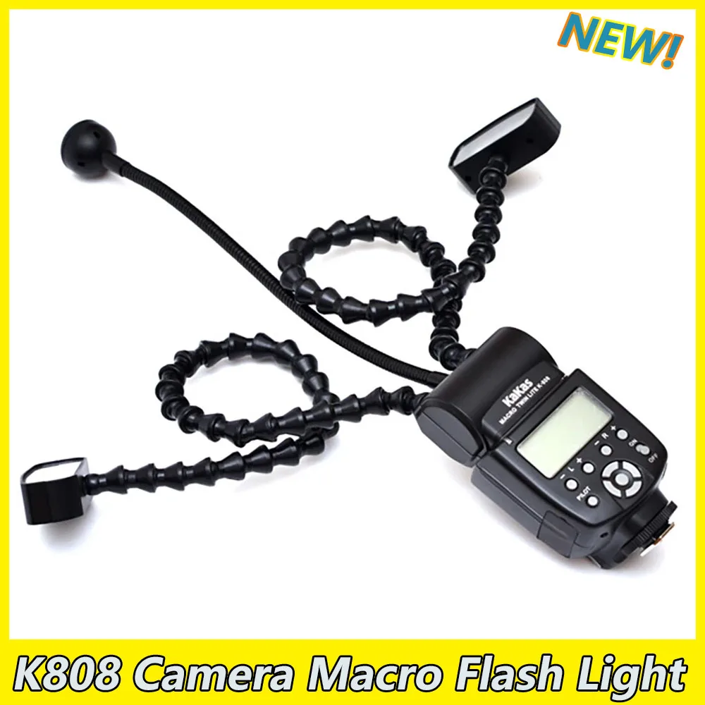 K808 Camera Flash Macro Light Flexible Macro LED Speedlight with Dual Flash Light Universal Flash for DSLR Sony Nikon Canon